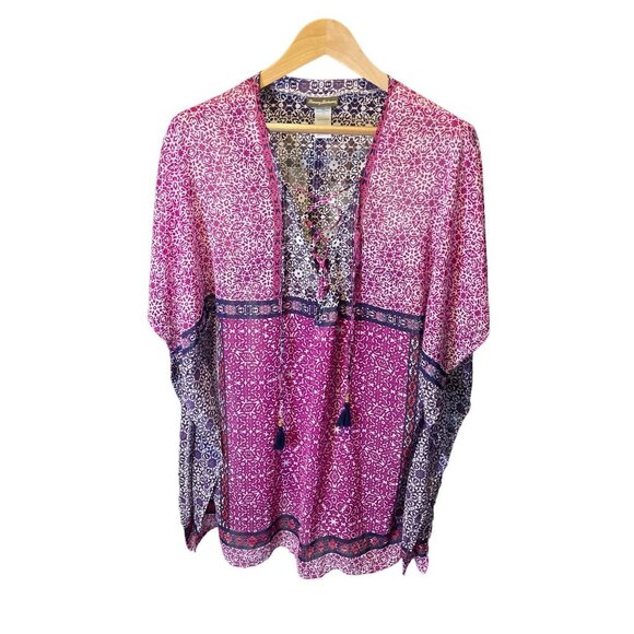 Tommy Bahama Pink Multicolor Bohemian Butterfly Sleeve Pullover Swimsuit Coverup - Picture 1 of 10